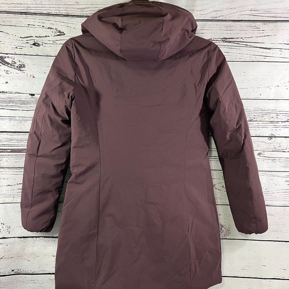 SAVE THE DUCK Women's Hooded Puffer Parka Jacket Raincoat Size 0/XS Purple - Picture 2 of 5